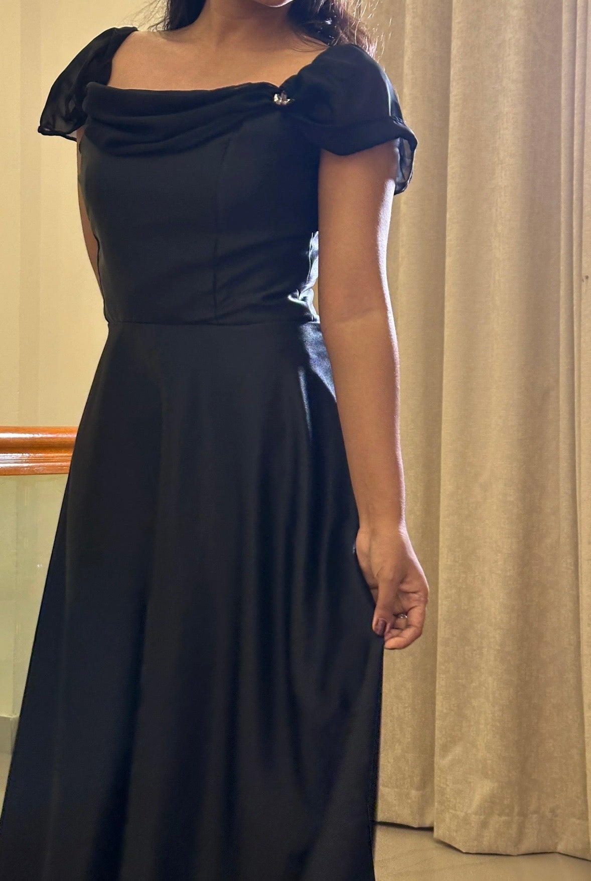 Vivienne Embellished Satin Dress-Midi