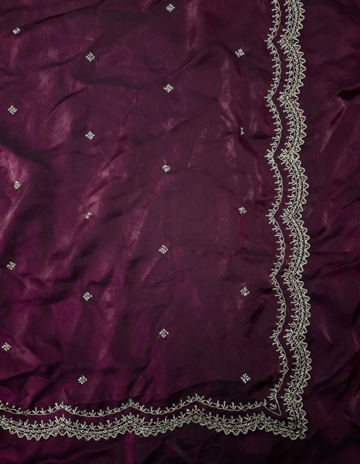 Royal Maroon Wine Cutdana, Sequence & Zari Work Saree