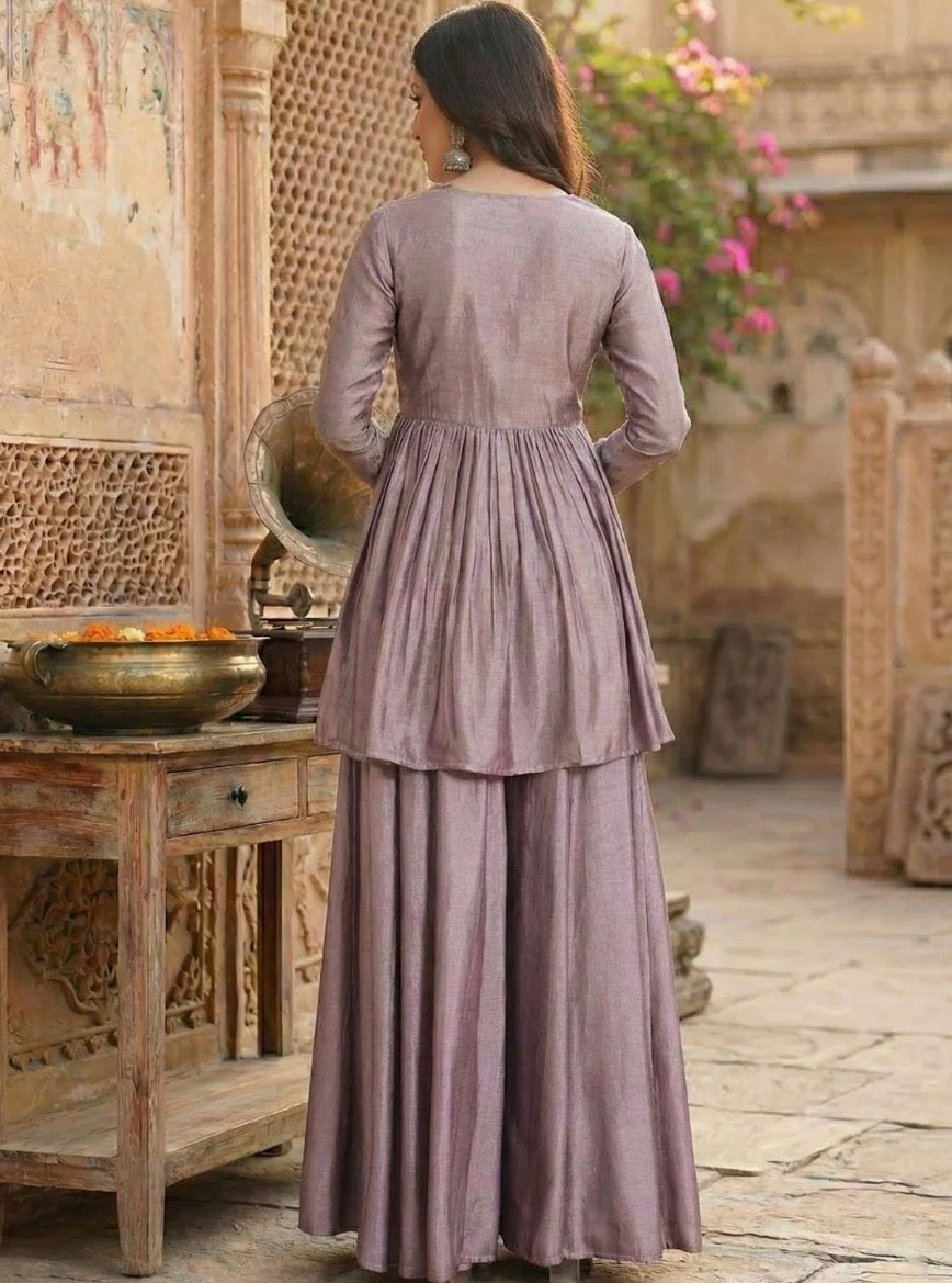 Peplum Kurta Sharara Set