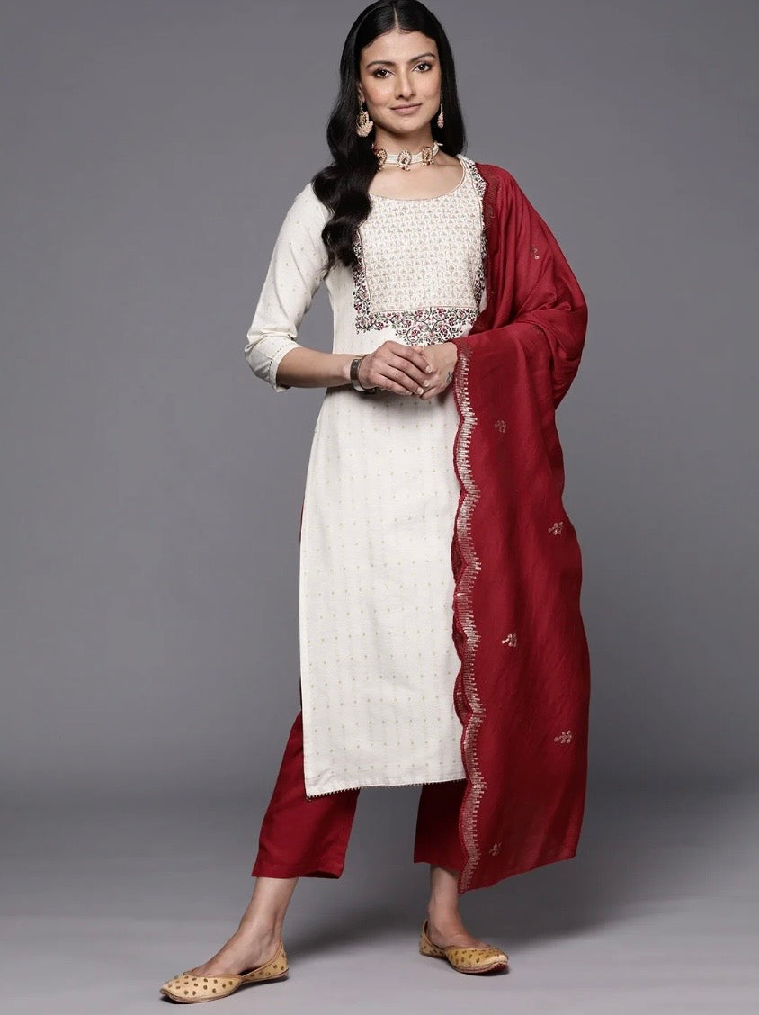 Libas Off-White Yoke Dress