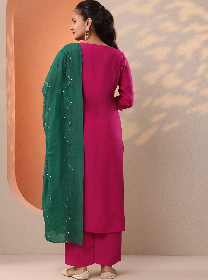 Pink Embroidered Set