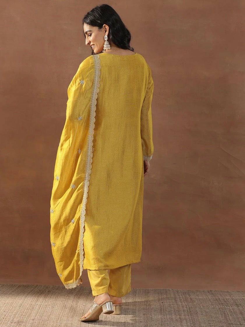 Mustard Yellow Embroidered Set