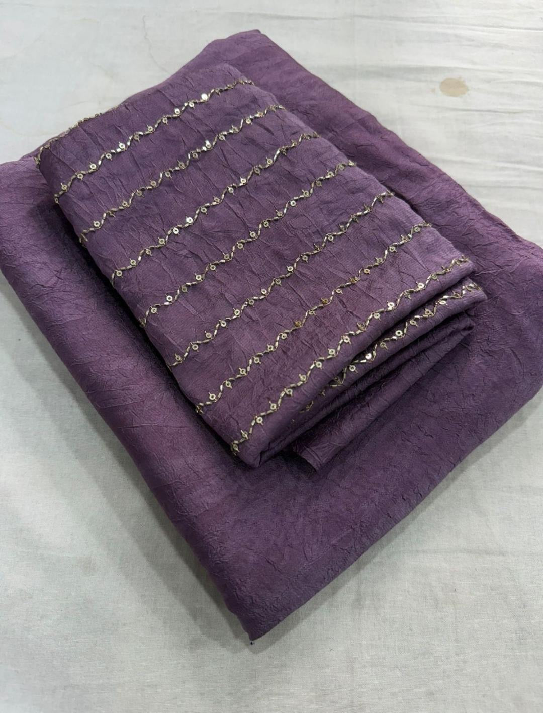 Crushed Saree and Work Blouse