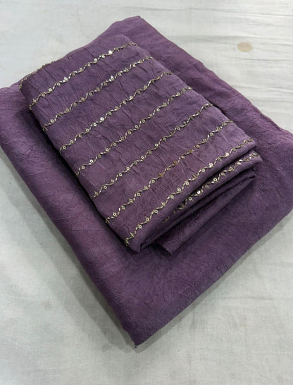 Crushed Saree and Work Blouse