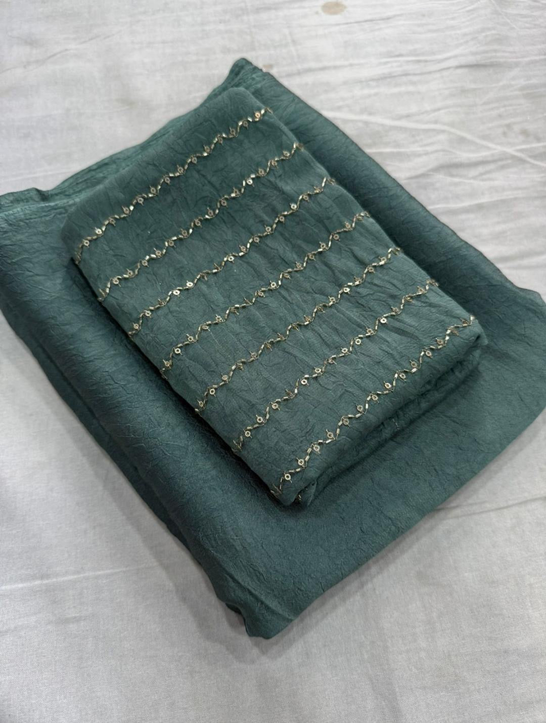 Crushed Saree and Work Blouse