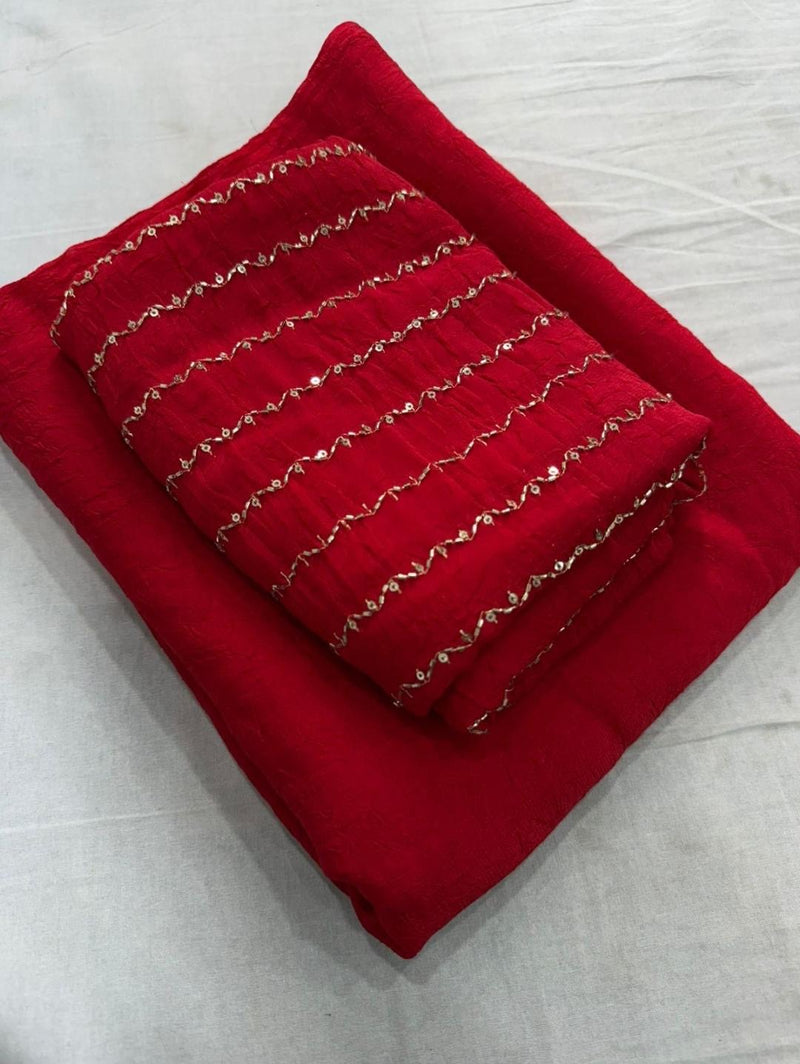 Crushed Saree and Work Blouse