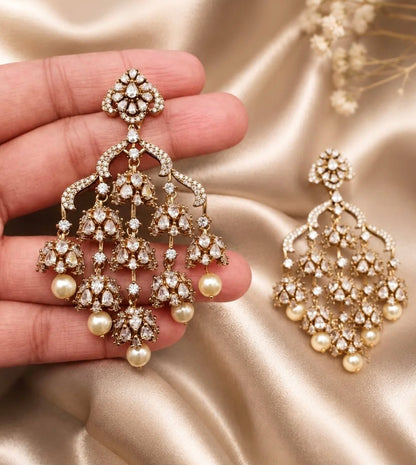 Victorian AD Stone Chandelier Earrings