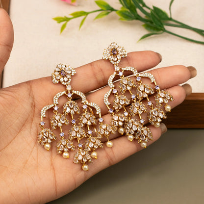 Victorian AD Stone Chandelier Earrings