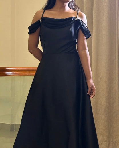 Vivienne Embellished Satin Dress-Midi