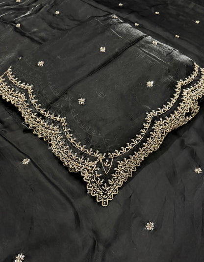 Midnight Black Cutdana, Sequence & Zari Work Saree