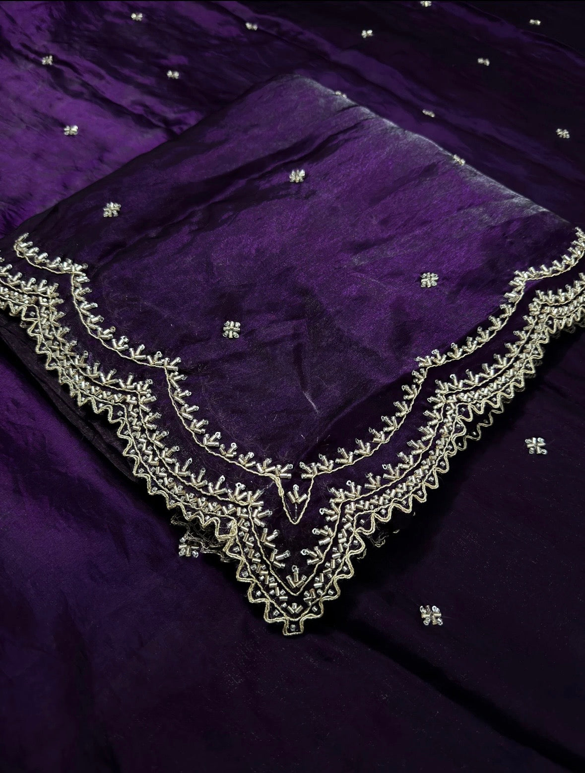 Pop Purple Cutdana, Sequence & Zari Work Saree