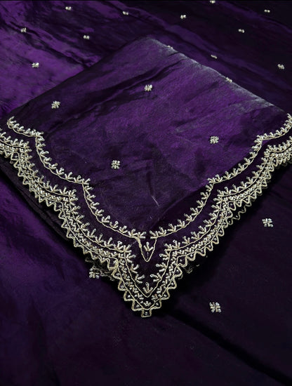 Pop Purple Cutdana, Sequence & Zari Work Saree