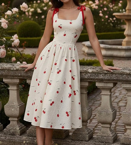 New Cherry Blossom Print Long Dress