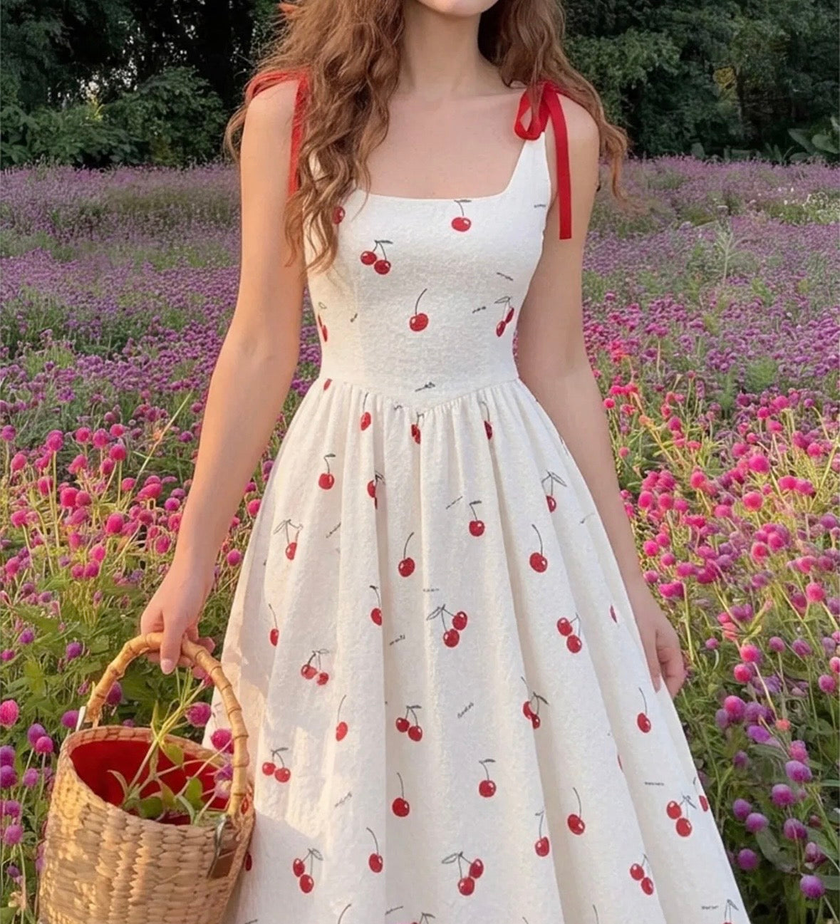 New Cherry Blossom Print Long Dress