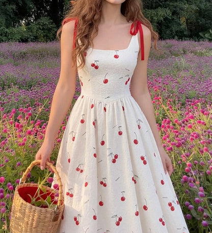 New Cherry Blossom Print Long Dress