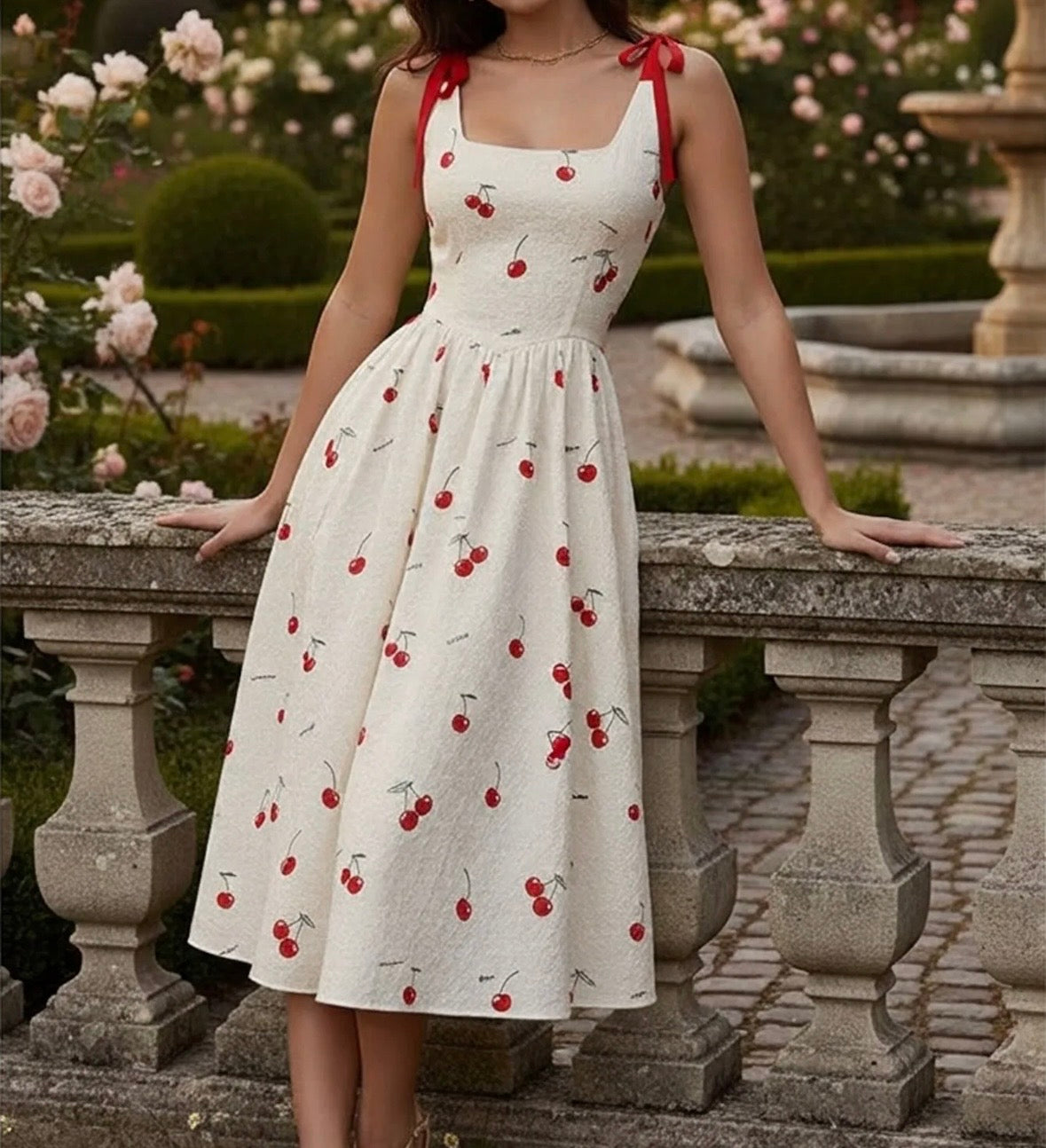 New Cherry Blossom Print Long Dress