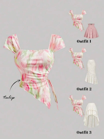 Floral Print Asymmetric Dress