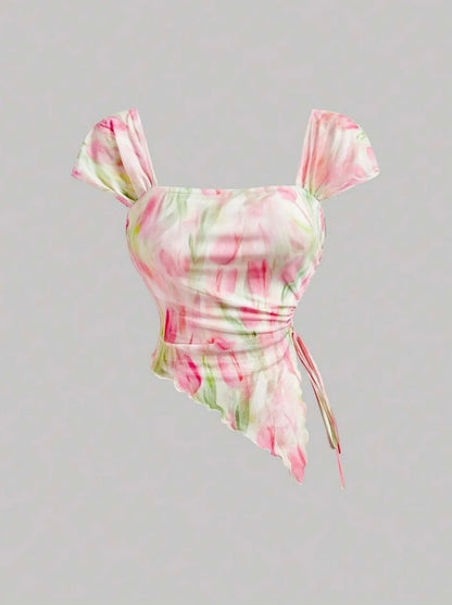 Floral Print Asymmetric Dress