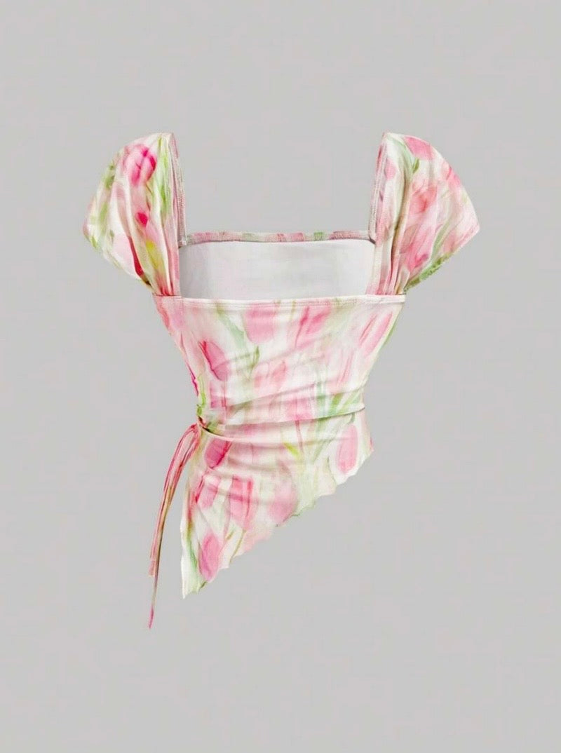 Floral Print Asymmetric Dress