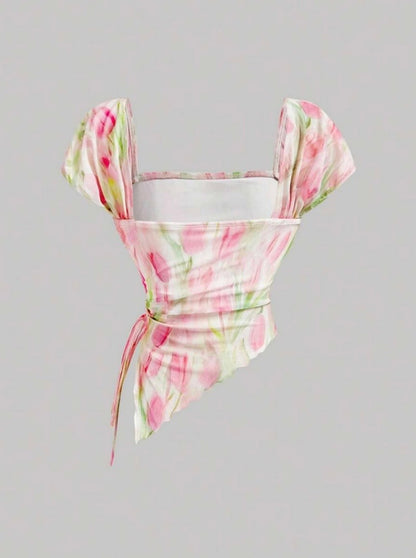 Floral Print Asymmetric Dress