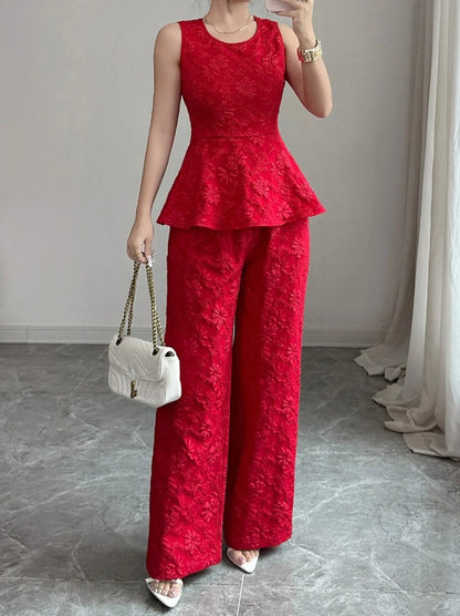 Red Floral-Textured