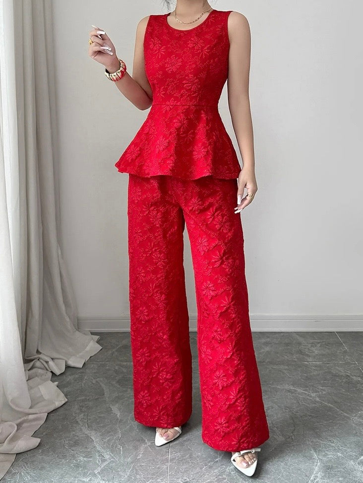Red Floral-Textured