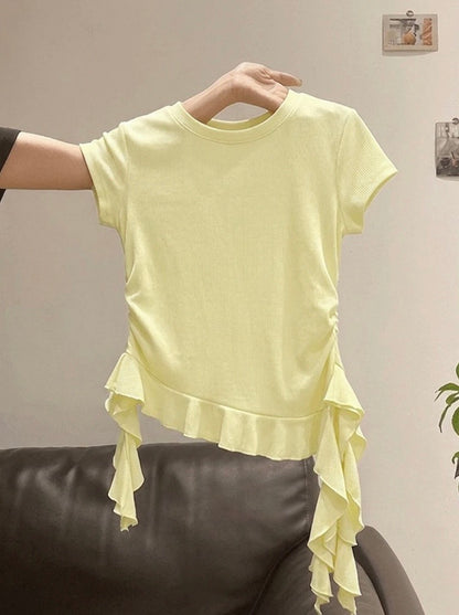 Asymmetrical Ruffle T-Shirt