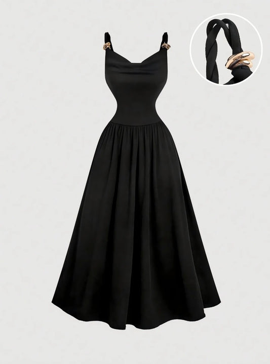 Metallic Decor Slip Dress