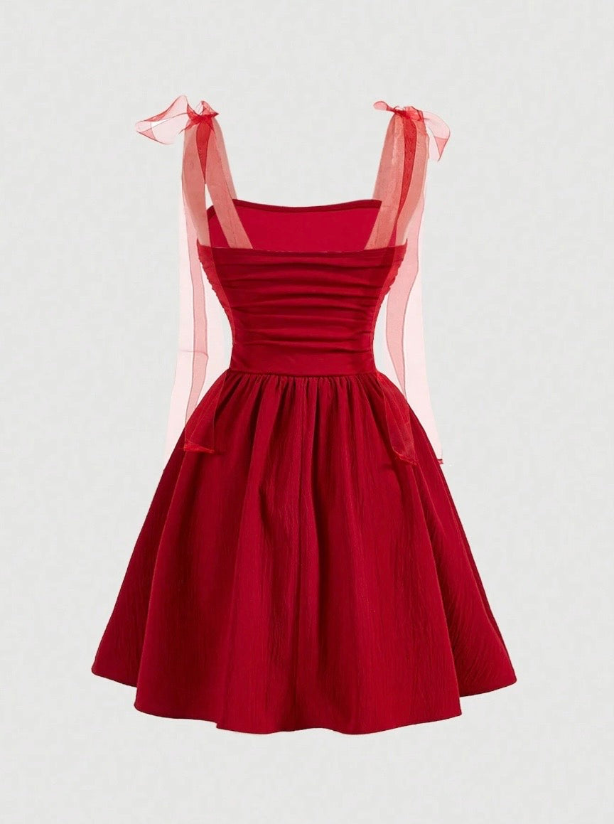 Red Fit-and-Flare Mini Dress