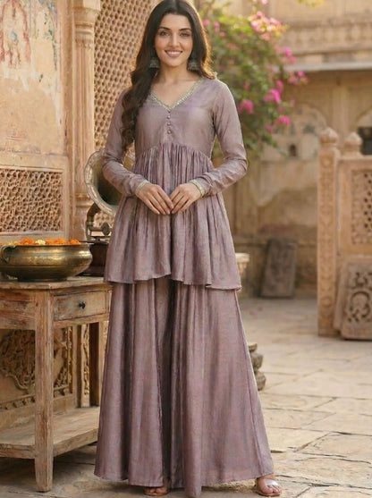 Peplum Kurta Sharara Set