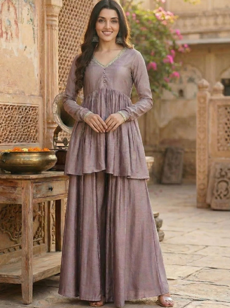 Peplum Kurta Sharara Set