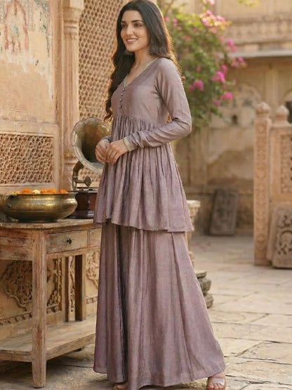 Peplum Kurta Sharara Set