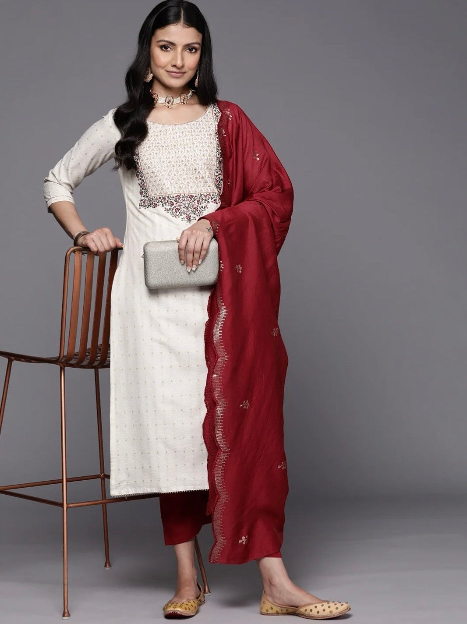 Libas Off-White Yoke Dress