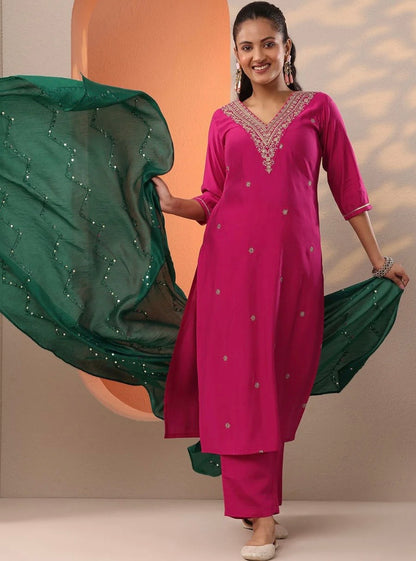 Pink Embroidered Set