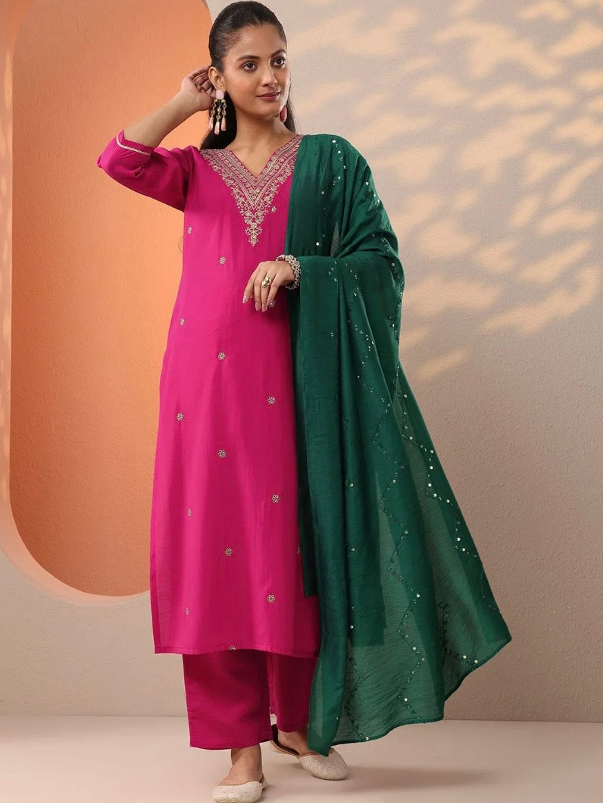 Pink Embroidered Set