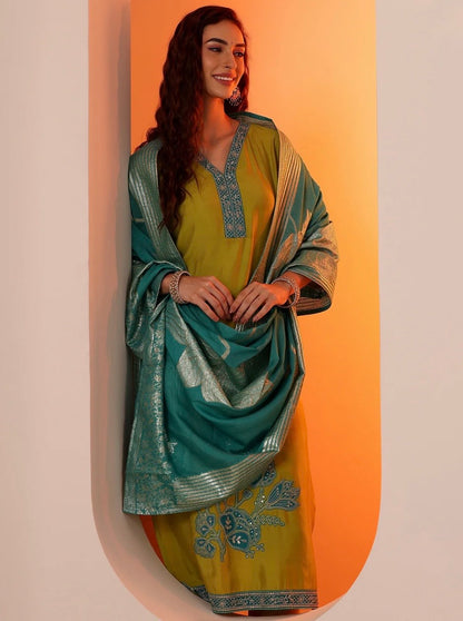 Green Embellished Set