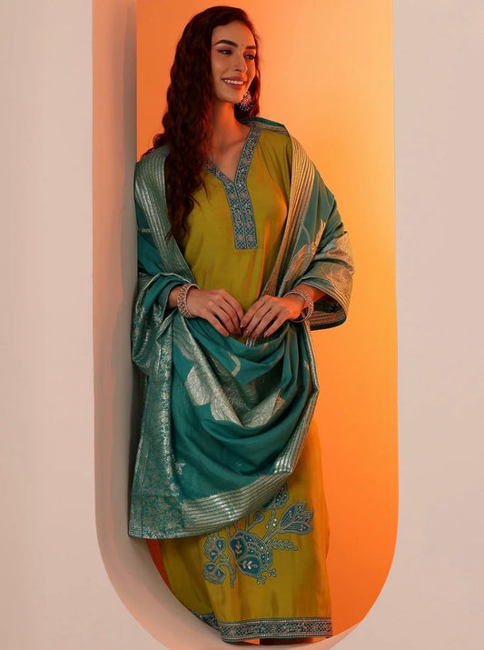 Green Embellished Set