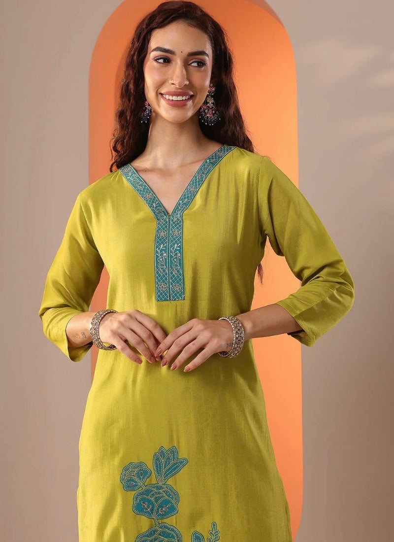 Green Embellished Set
