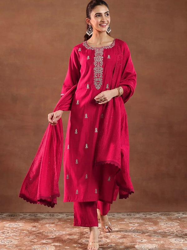 Red/Pink Embroidered Kurta Set