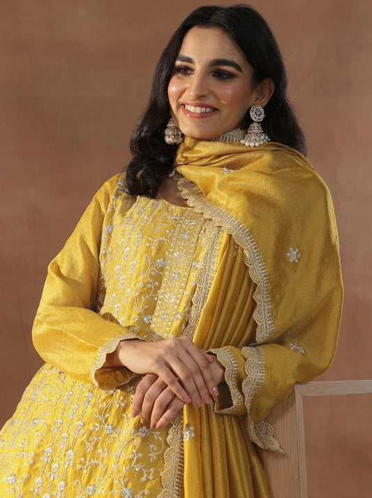 Mustard Yellow Embroidered Set