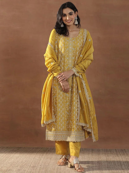 Mustard Yellow Embroidered Set