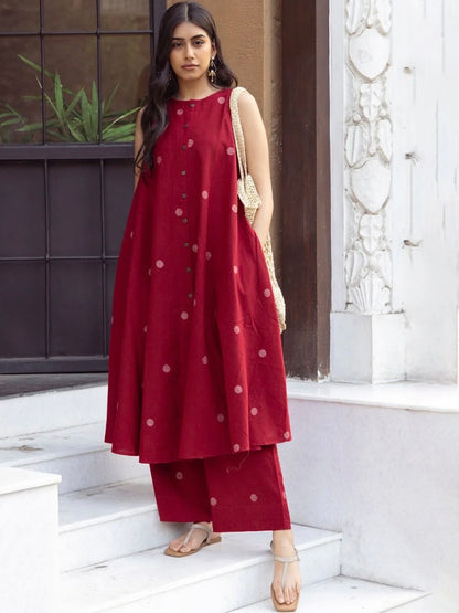 Polka-Dot Anarkali Kurta Set
