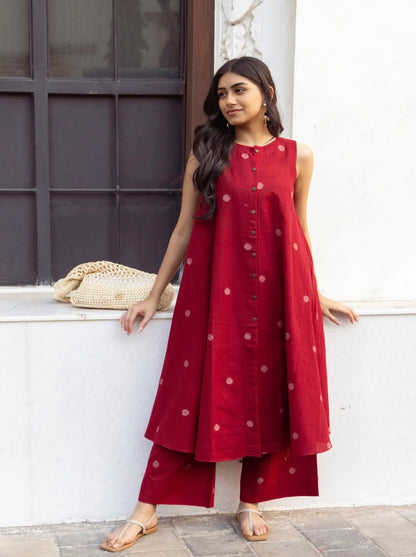 Polka-Dot Anarkali Kurta Set