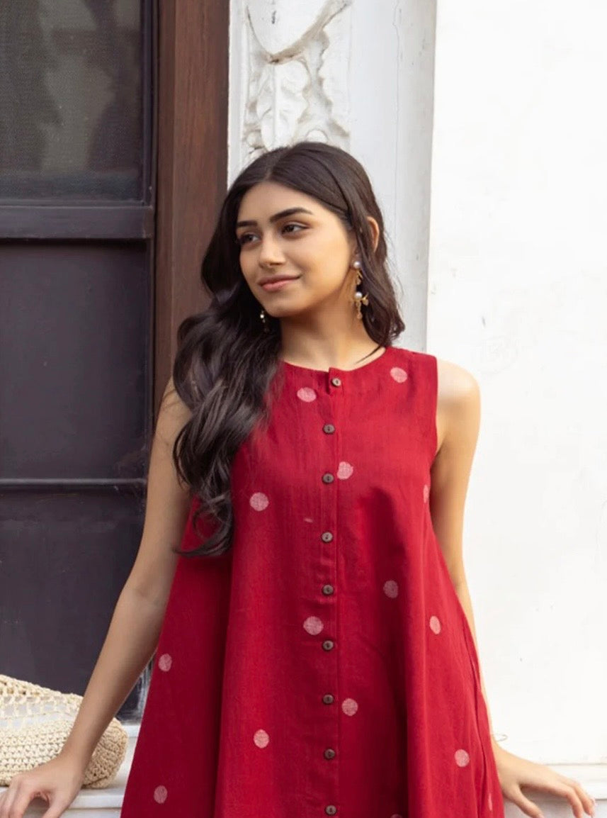 Polka-Dot Anarkali Kurta Set