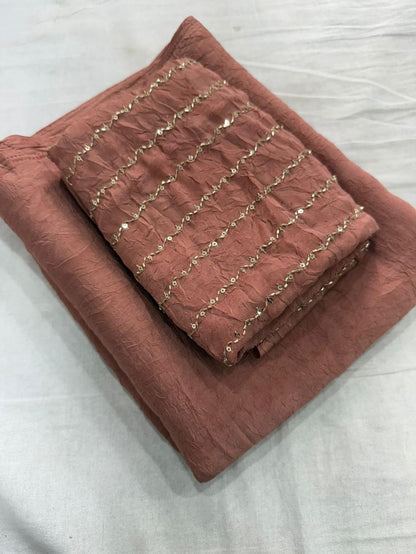Crushed Saree and Work Blouse